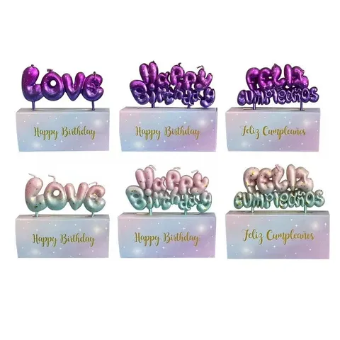 Gradient Starry Sky Letter Candles Birthday Love Party Decoration Cake Topper Decorative Paraffin Wax Candles