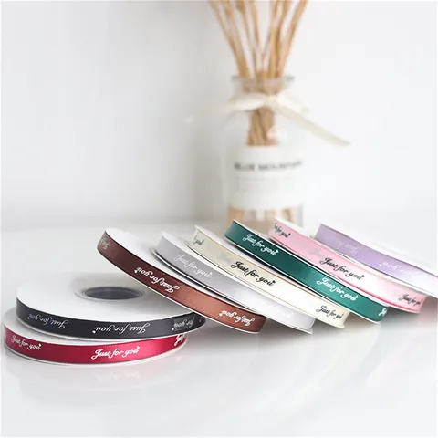 English Letter Printed Fabric Satin Ribbon For Floral Packaging Gift Wrapping DIY Crafts Party Decor