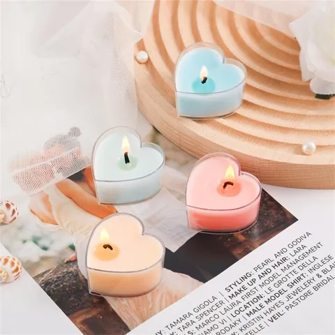 Heart Shaped Scented Candles Romantic Birthday Aromatherapy Candle Clear Shell Tealight for Party Dinner Home Decor