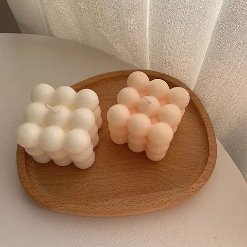 Aromatherapy Cube Bubble Candle Scented Soy Wax Aesthetic Pillar Candle For Home Decor Wedding Party Photography Props