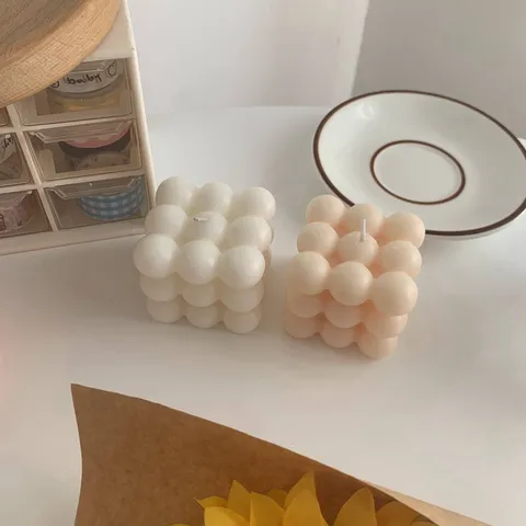Aromatherapy Cube Bubble Candle Scented Soy Wax Aesthetic Pillar Candle For Home Decor Wedding Party Photography Props