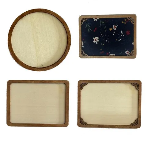 Wooden DIY Embroidery Frame Refrigerator Magnet Accessory Vintage Round Rectangular Wood Chip Handmade Craft Decor