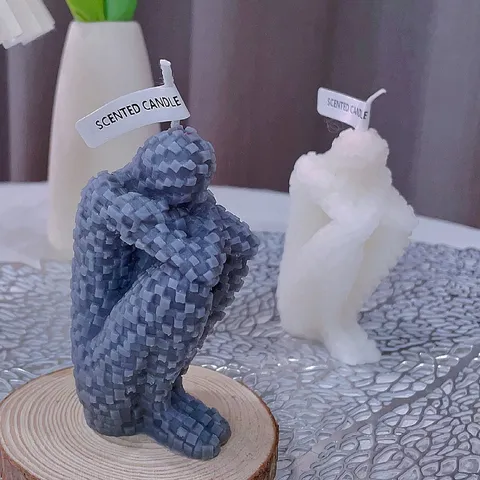 Vela Perfumada Figura Mosaico Abrazando Creativa Mezcla Cera Soja Decoración Hogar Artística Aromaterapia Adorno Regalo