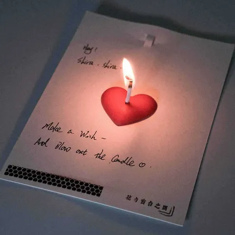 Creative Heart Candle Greeting Card Water Sensitive Hidden Text Confession Card Romantic Couple Gift