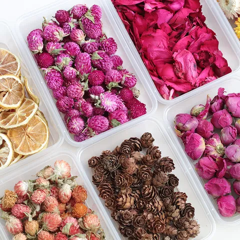 Natural Dried Flowers Bulk Lavender Pine Cones Globe Amaranth For DIY Aromatherapy Candles Wax Melts Craft Party Decor