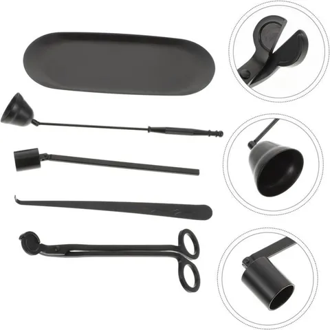 Stainless Steel Black Candle Care Tools Set Wick Trimmer Dipper Snuffer Tray Minimalist Aromatherapy Candle Accessories