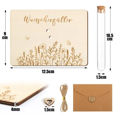 Set De Tarjetas De Regalo De Madera Con Tubo De Ensayo Y Cordel Letrero De Bendición Grabado Láser Para Boda Fiesta Decoración