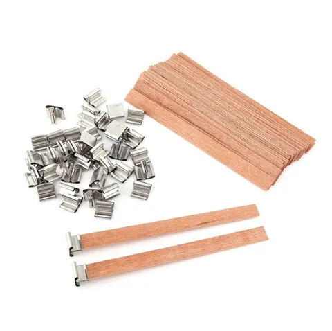 Natural Wood Candle Wicks With Metal Base DIY Scented Candle Making Supplies Wooden Wick Core Replacement Craft Accessories