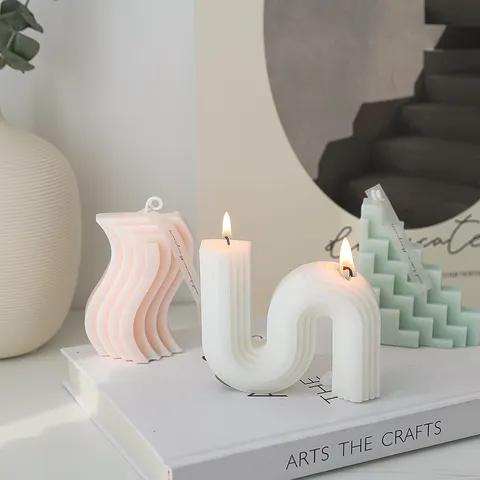Nordic Minimalist Geometric Scented Candle Creative Wave Paraffin Wax Aromatherapy Candle For Home Decor
