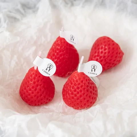 Creative Cute Strawberry Scented Candle Simulation Fruit Soy Wax Small Candle Home Decor Romantic Gift Party Aromatherapy