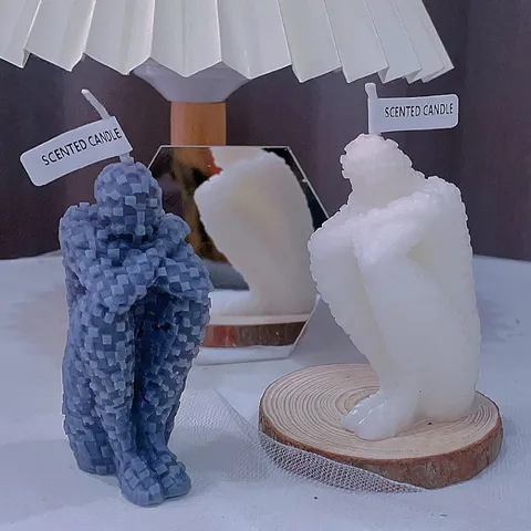 Vela Perfumada Figura Mosaico Abrazando Creativa Mezcla Cera Soja Decoración Hogar Artística Aromaterapia Adorno Regalo