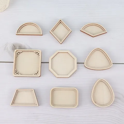 Wooden Embroidery Hoop Circle Frame DIY Craft Accessories Poplar Wood Slice Fridge Magnet Multi-shape Home Decor