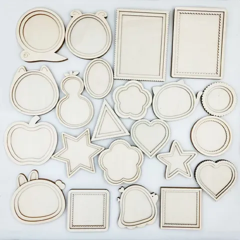 Cadre de Broderie en Bois Aimant de Réfrigérateur Artisanat DIY Tranches de Bois Non Finies Forme de Buis Naturel Fournitures