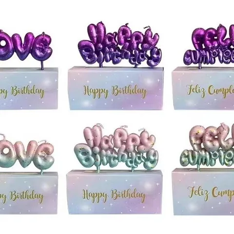 Gradient Starry Sky Letter Candles Birthday Love Party Decoration Cake Topper Decorative Paraffin Wax Candles