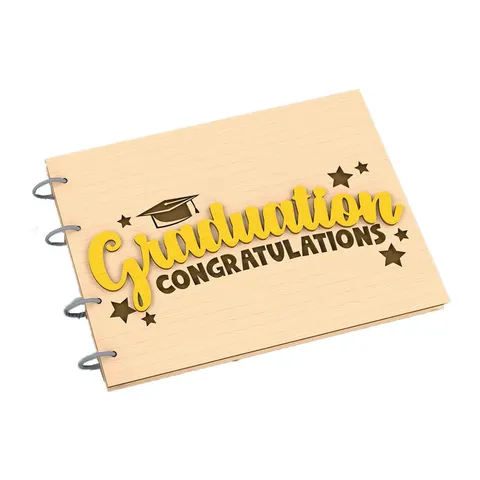 Wooden Graduation Photo Album Cover Scrapbook Memory Book With Metal Binder Rings Graduation Season Gift Party Supplies