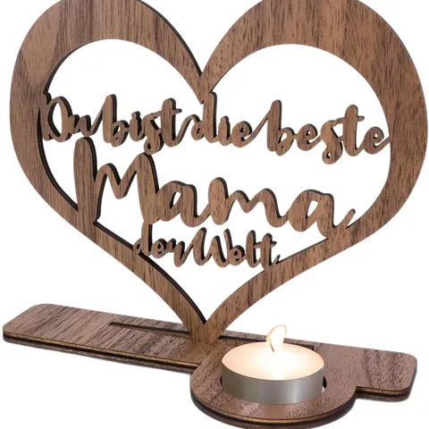 Wooden Hollow Mother's Day Heart Candle Holder Desktop Wood Craft Ornament With Tealight For Home Decor Gift