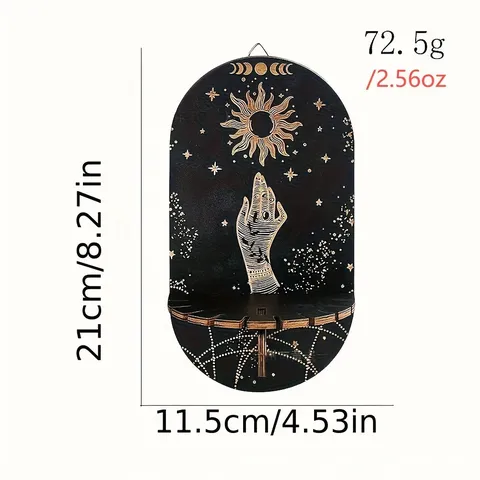 Böhmischer Hölzerner Kristall Display Ständer Schwarze Hexerei Wandbehang Dekor Mondphase Kristall Halter Regal Heimdekoration