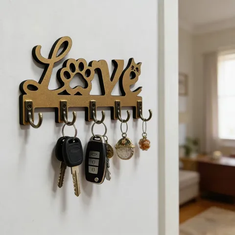 Hölzerner Schlüsselhalter Für Wand Dekorative Sweet Home Schlüsselhaken Mit Katzenpfote Design Hölzerne Wandhalterung Für Flur
