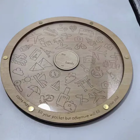 Salvadanaio in Legno con Mappa del Mondo Scatola per Monete da Viaggio Pannello in Acrilico Trasparente Decorazione da Scrivania