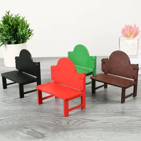 Retro Wooden Mini Chair Desktop Ornament Miniature Dollhouse Props Micro Landscape Figurine Handcraft Home Decor