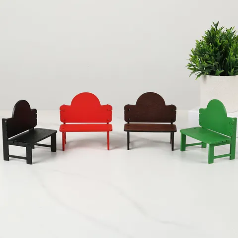 Retro Wooden Mini Chair Desktop Ornament Miniature Dollhouse Props Micro Landscape Figurine Handcraft Home Decor