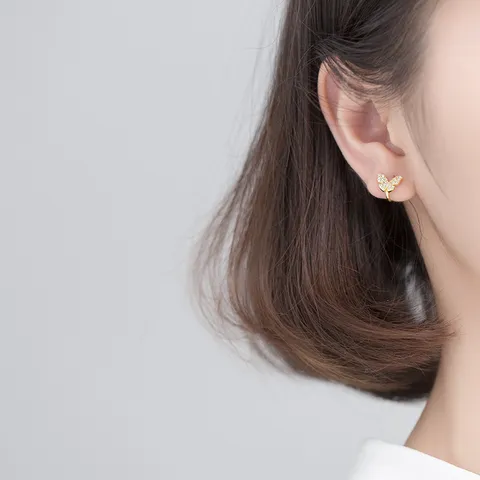 Zoete Zilveren Strass Vlinder Oorclips Zonder Piercing Met 925 Sterling Zilveren Stift Insect Ontwerp Fee Cadeau Voor Vrouwen