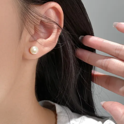 Elegante Süßwasserperle Ohrstecker Mit 925 Sterlingsilber Ohrstecker-Stift Exquisite Runde Stecker Geschenk Für Damen Schmuck
