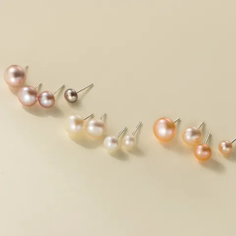 Elegante Süßwasserperle Ohrstecker Mit 925 Sterlingsilber Ohrstecker-Stift Exquisite Runde Stecker Geschenk Für Damen Schmuck