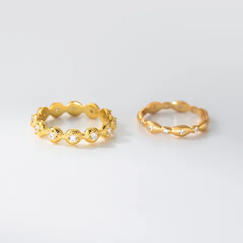 925 Sterlingsilber Gebürsteter Stapelring Für Damen Rund Oval Wassertropfen Strass Offener Fingerring Gold Silber Retro Schmuck
