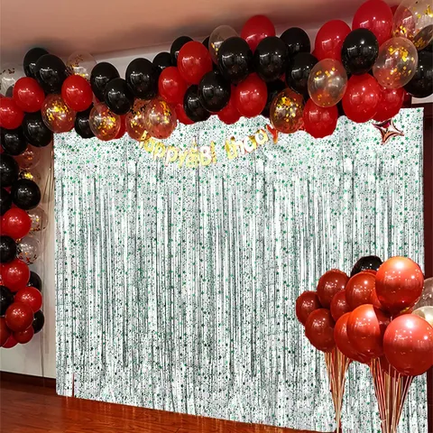 Matte Star Foil Fringe Curtain Tinsel Backdrop Party Decoration For Wedding Birthday Photography Photo Booth Prop Streamer Door Curtain Wall Decor