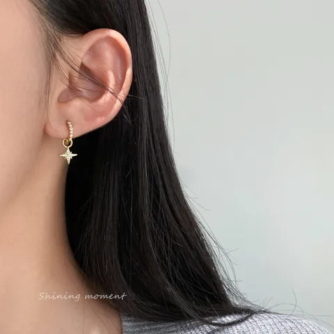 925 Sterlingsilber DIY Raute Blume Wassertropfen Stern Anhänger Ohrringe Vergoldet Strass Schmuck Für Damen Geschenk Zubehör