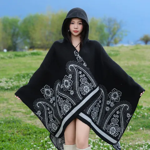 Ethnisch Stil Reise Warme Schal Paisley Muster Geteilter Schal Mode Oberbekleidung Umhang Imitation Kaschmir Cape
