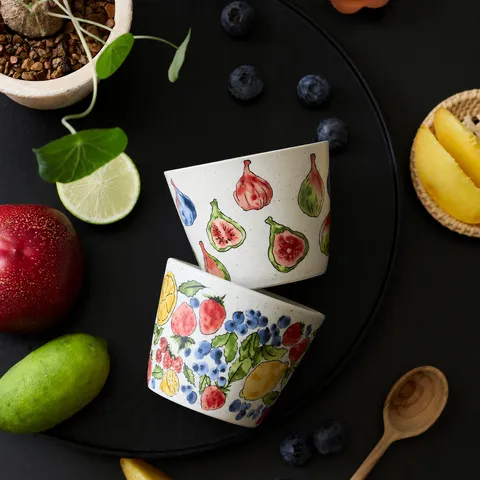 Tazza da Caffè in Ceramica Vintage Carina Frutta Dipinta a Mano Sottosmalto Tazza d'Acqua Ufficio Casa Colazione Tazza