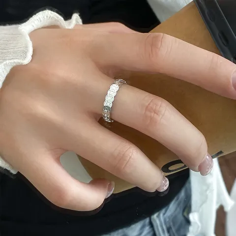 925 Sterling Silber Münzring Für Damen Süßer Minimalistischer Ins-Stil Geometrischer Münzbandring Eleganter Schmuck Geschenk