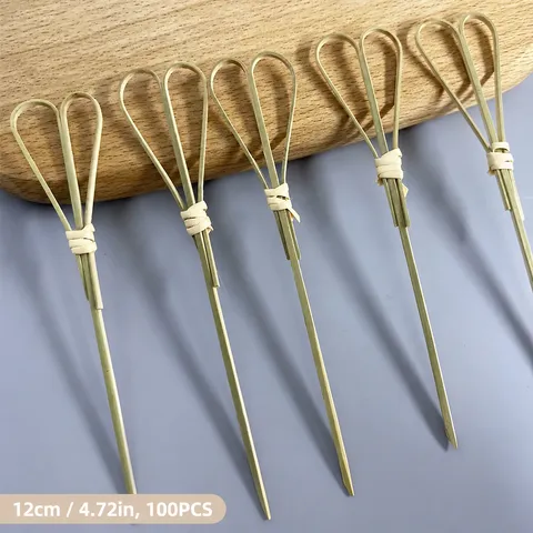 Pinchos de Fruta de Bambú Natural Desechables Pinchos de Comida Creativos Pinchos de Cóctel para Fiesta BBQ Horno Sándwiches