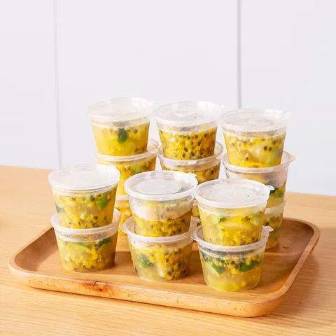 Vasos de Salsa de Plástico Desechables con Tapa Contenedores Transparentes Pequeños para Mermelada Almacenamiento de Cocina