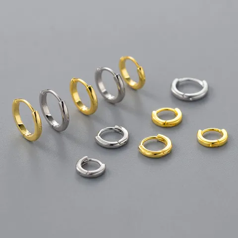 S925 Sterlingsilber Runde Creolen Für Damen Minimalistisch Geometrisch Glatt Stapelbar Ohrclips Gold Silber Schmuck Geschenk
