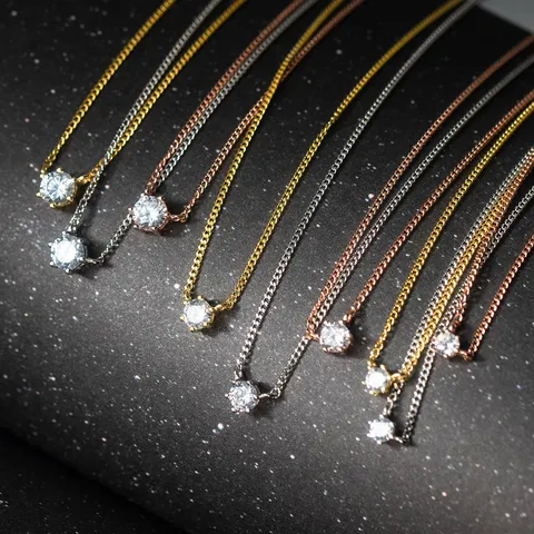 925 Sterling Silber Strass Anhänger Halskette Für Damen Elegante Einfache Einzelne Diamant Kette Ins Stil Schmuck Geschenk