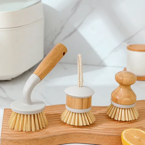 Wooden Handle Kitchen Cleaning Brush Long Handle Dish Washing Brush Pot Cleaning Tool Household Scouring Brush