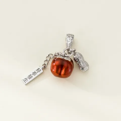 S925 Sterlingsilber Kaki Erdnuss Anhänger Ohne Kette Für Damen Süßer Ins-Stil Glücksbringer Exquisites Schmuckzubehör