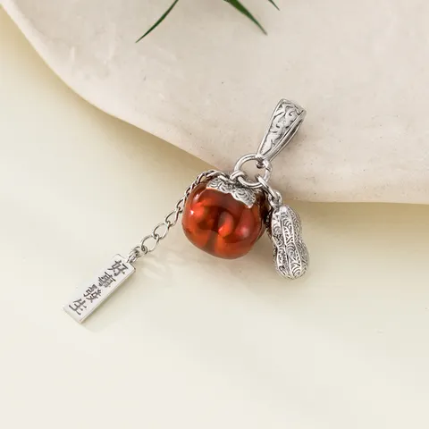 S925 Sterlingsilber Kaki Erdnuss Anhänger Ohne Kette Für Damen Süßer Ins-Stil Glücksbringer Exquisites Schmuckzubehör