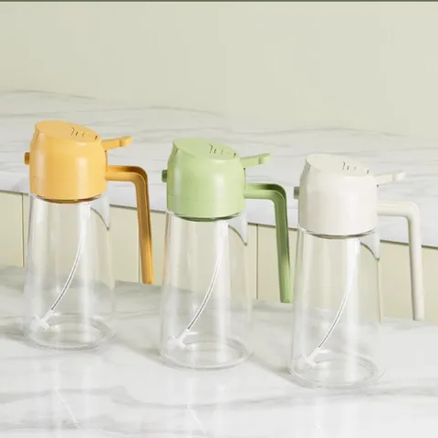 Household Automatic Open Close Oil Spray Bottle Glass Press Type Leak Proof Kitchen Cruet Dispenser For Cooking