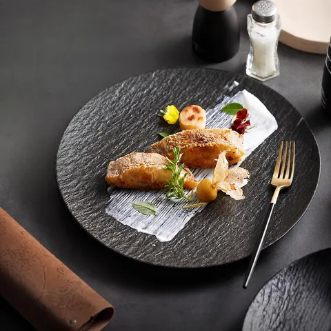 Modern Minimalist Ceramic Steak Plate Round Dinnerware Flat Dish For Household Kitchen Table Restaurant Food Serving
