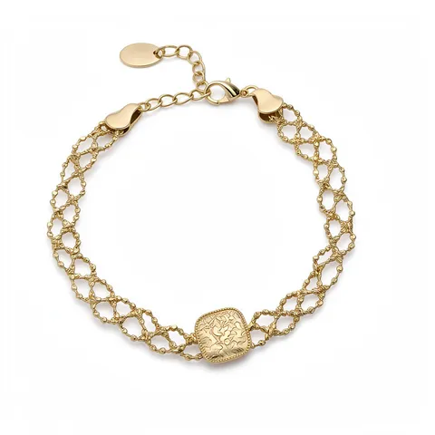 Vintage Palace Style Copper Mesh Hollow Bracelet Women Elegant Rhinestone Geometric Chain Bracelet Fashion Jewelry Gift