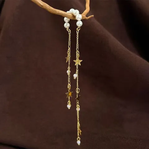 Lujo Ligero Perla Estrella Borla Clips de Oreja Sin Perforación Mujeres Puños de Oreja Anillo de Hueso de Oreja Delicado Joyería de Moda