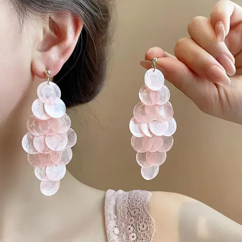 Ypervoliko Styl Niche Grape Cluster Tassel Drop Skoularikia Gynaikes Diakopes Styl Krama Xalkou Pailletes Makria Kremasta Kosmimata