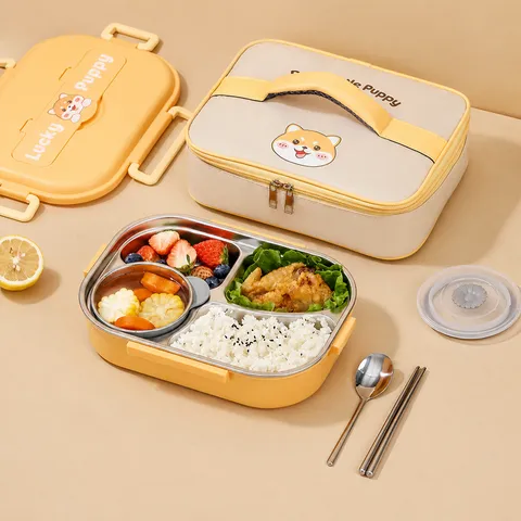 Portapranzo Isolato In Acciaio Inossidabile 304 Scatola Bento A Più Griglie Con Posate A Tenuta Stagna Portatile Studente Ufficio Pasto