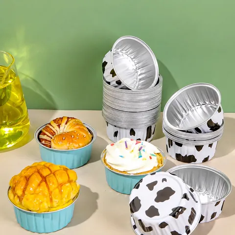 Bol en Feuille d'Aluminium Jetable Tasse de Cuisson pour Friteuse à Air Petit Moule à Gâteau Rond pour Four Cuisine