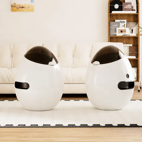 Modern Plastic Egg Shaped Trash Can With Lid Creative Desktop Waste Basket For Bedroom Bathroom Home Decor