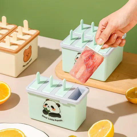 Haushalt Eis am Stiel Form Plastik Popsicle Maker Mit Deckel Süß Cartoon Eiswürfelbereiter